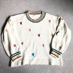 Embroidered Star Sweater with Rainbow Detail